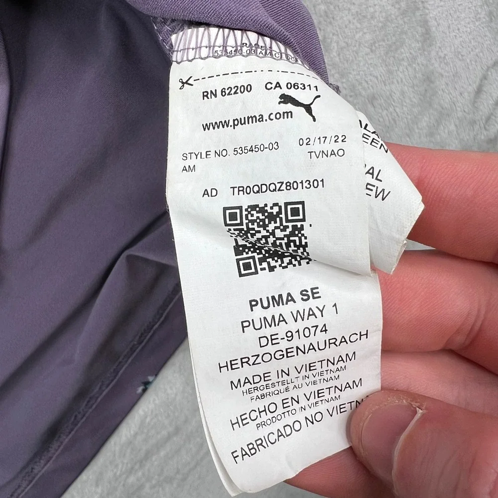 Puma Mattr Foliage Golf Polo Shirt Men 2XL Purple Leaves AOP Stretch Performance